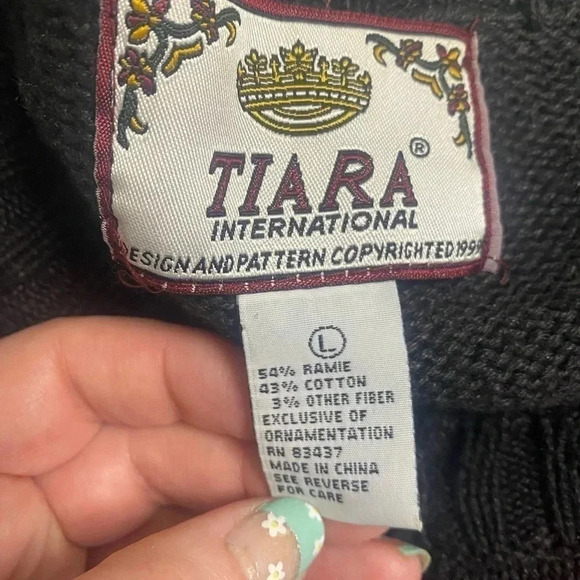 Tiara International Millennium Sweater New Year Knit Cardigan Size Large Vintage - Picture 5 of 6